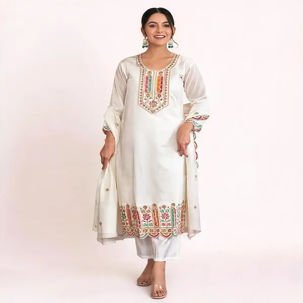 White_Chanderi_Cotton_Embroidered_Straight_Kurta_Set_For_Women