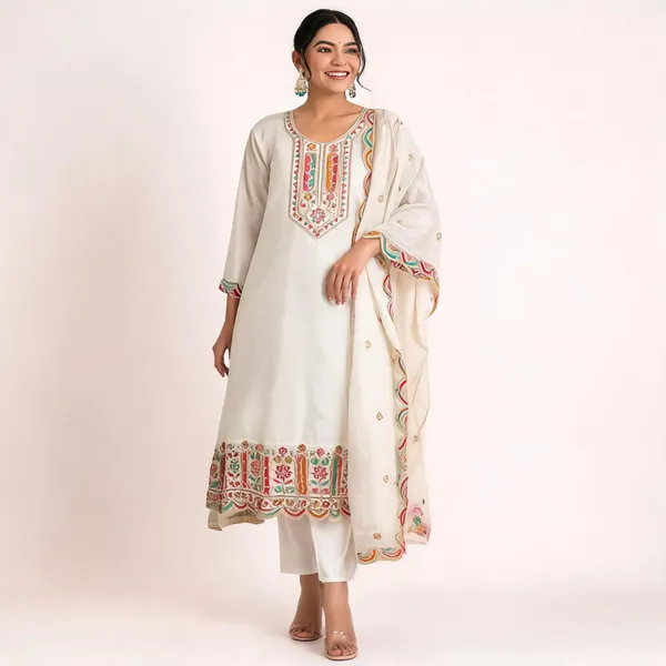 White_Chanderi_Cotton_Embroidered_Straight_Kurta_Set_For_Women