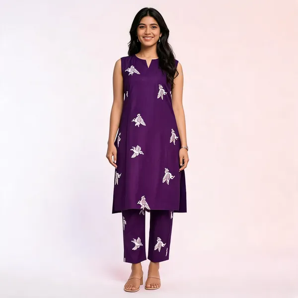 Purple_Cotton_Blend_Sleeveless_Printed_Straight_Kurta_Pant_Set_For_Women