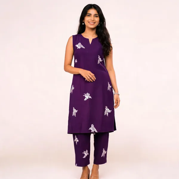 Purple_Cotton_Blend_Sleeveless_Printed_Straight_Kurta_Pant_Set_For_Women