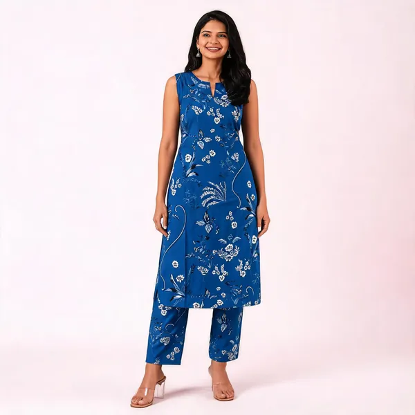Blue_Cotton_Blend_Straight_Sleeveless_Kurta_Pant_Set_For_Women