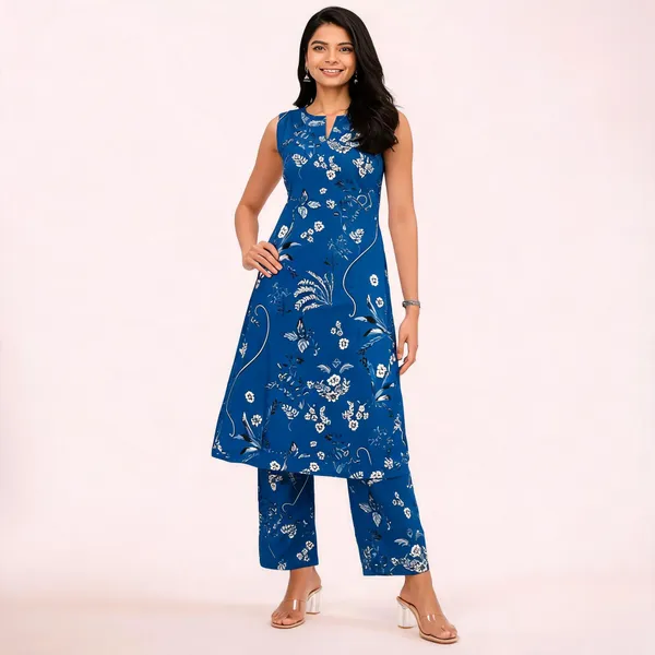 Blue_Cotton_Blend_Straight_Sleeveless_Kurta_Pant_Set_For_Women