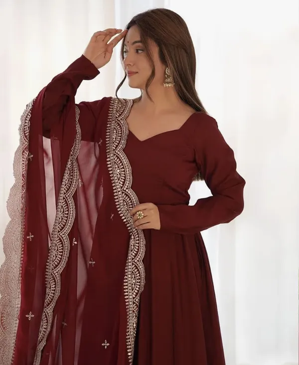 Maroon_Anarkali_Dress_With_Dupatta_for_Women