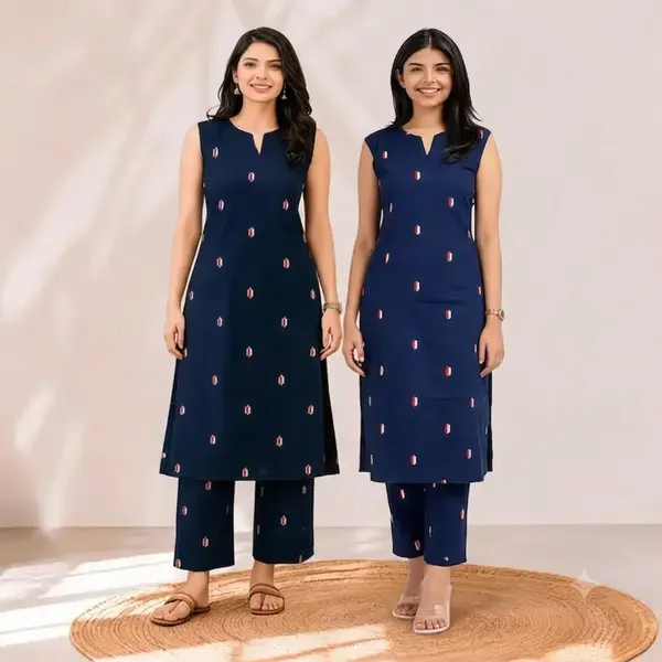 Navy_Cotton_Blend_Sleeveless_Printed_Straight_Kurta_Set_For_Women_Pack_Of_2