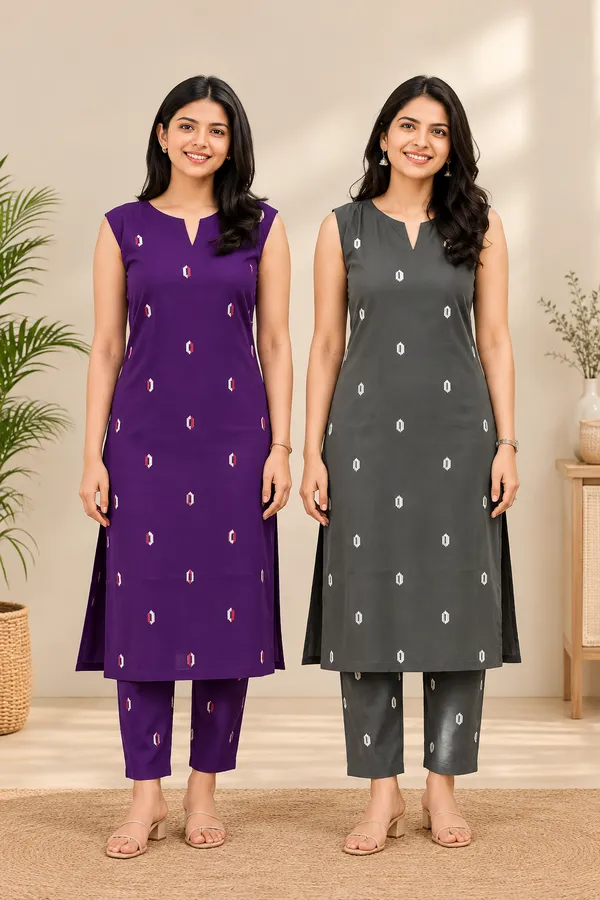 Grey_And_Purple_Cotton_Blend_Sleeveless_Printed_Straight_Kurta_Set_For_Women_Pack_Of_2