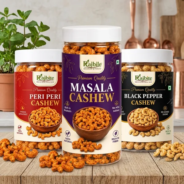 Rajbite_Masala_,Peri_Peri_And_Black_pepper_Roasted_Cashews_Cow_Ghee_Pack_Of_3