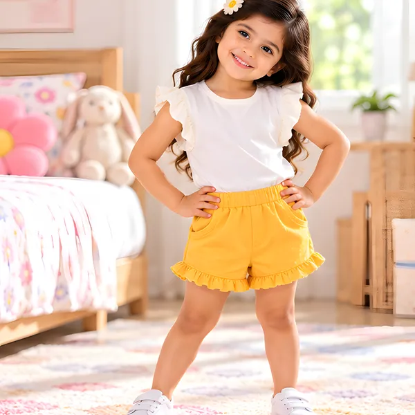 Ruffle_Hem_|_Yellow_Half_Pants