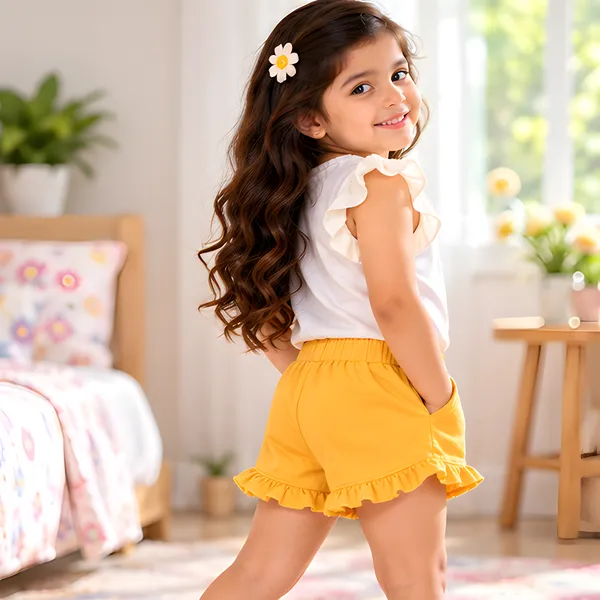 Ruffle_Hem_|_Yellow_Half_Pants
