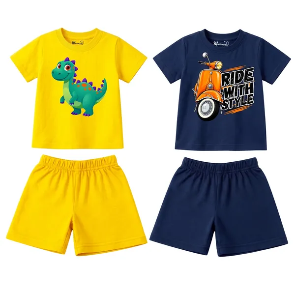 Spiky_Dino_&_Ride_With_Style_Scooter_|_Yellow_&_Deep_Blue_Cotton_Co-ord_Set_Combo_for_Boys_(Pack_of_2)