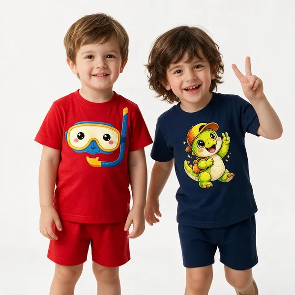 Snorkel_Buddy_&_School_Dino_|_Red_&_Deep_Blue_Co-ord_Set_Combo_(Pack_of_2)