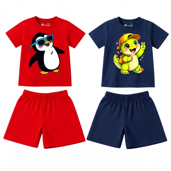 Cool_Penguin_&_School_Dino_|_Red_&_Deep_Blue_Co-ord_Set_Combo_(Pack_of_2)