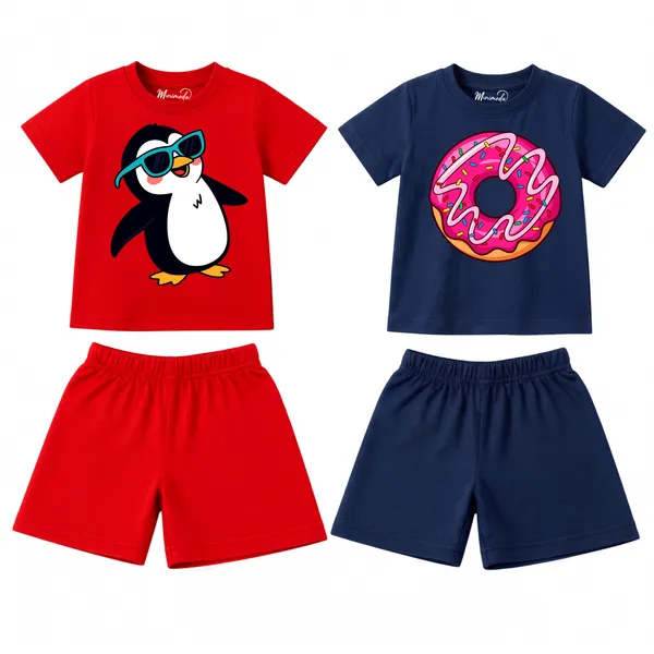 Cool_Penguin_&_Sprinkle_Donut_|_Red_&_Deep_Blue_Co-ord_Set_Combo_(Pack_of_2)