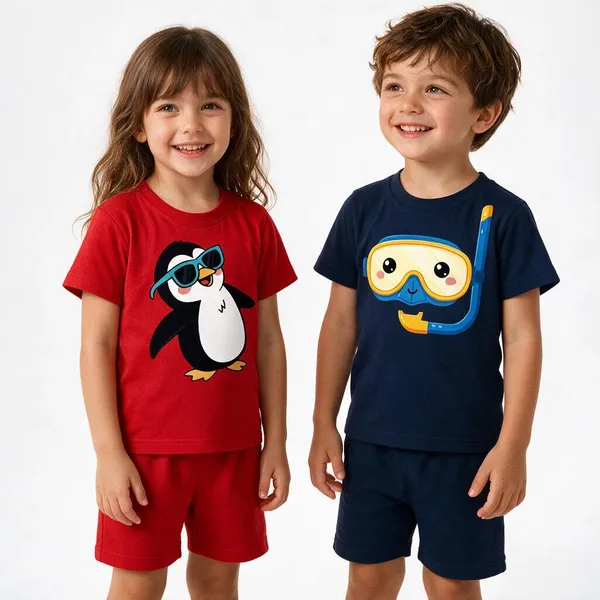 Cool_Penguin_&_Snorkel_Buddy_|_Red_&_Deep_Blue_Co-ord_Set_Combo_(Pack_of_2)