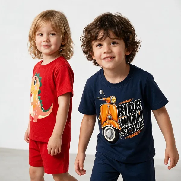 Sunset_Dino_&_Ride_With_Style_Scooter_|_Red_&_Deep_Blue_Co-ord_Set_Combo_(Pack_of_2)