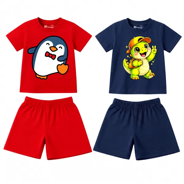 Dapper_Penguin_&_School_Dino_|_Red_&_Deep_Blue_Co-ord_Set_Combo_(Pack_of_2)