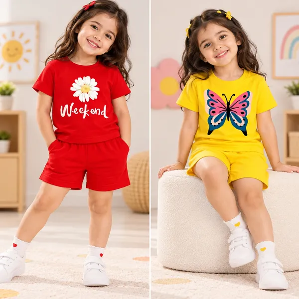 Weekend_Daisy_&_Pretty_Butterfly_|_Red_&_Yellow_Cotton_Co-ord_Set_Combo_for_Girls_(Pack_of_2)