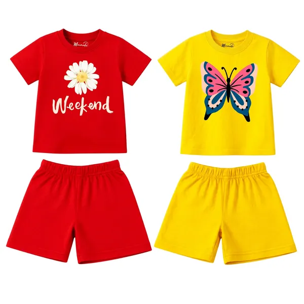 Weekend_Daisy_&_Pretty_Butterfly_|_Red_&_Yellow_Cotton_Co-ord_Set_Combo_for_Girls_(Pack_of_2)