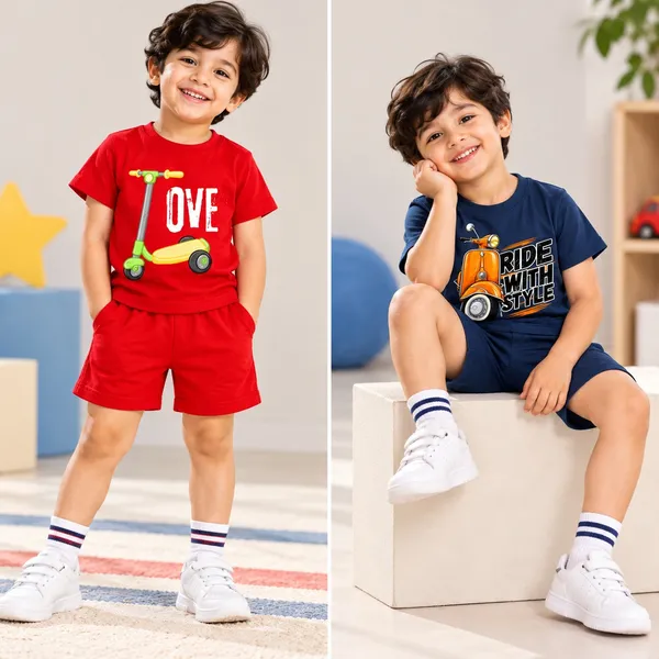 Love_Scooter_&_Ride_With_Style_Scooter_|_Red_&_Deep_Blue_Cotton_Co-ord_Set_Combo_for_Boys_(Pack_of_2)