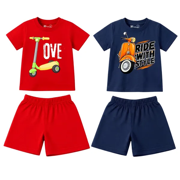 Love_Scooter_&_Ride_With_Style_Scooter_|_Red_&_Deep_Blue_Cotton_Co-ord_Set_Combo_for_Boys_(Pack_of_2)