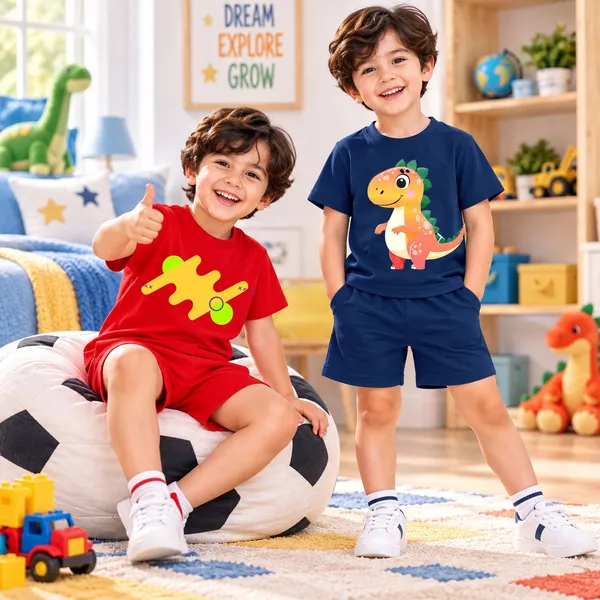 Abstract_Zigzag_&_Sunset_Dino_|_Red_&_Deep_Blue_Cotton_Co-ord_Set_Combo_for_Boys_(Pack_of_2)