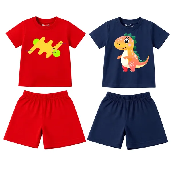 Abstract_Zigzag_&_Sunset_Dino_|_Red_&_Deep_Blue_Cotton_Co-ord_Set_Combo_for_Boys_(Pack_of_2)