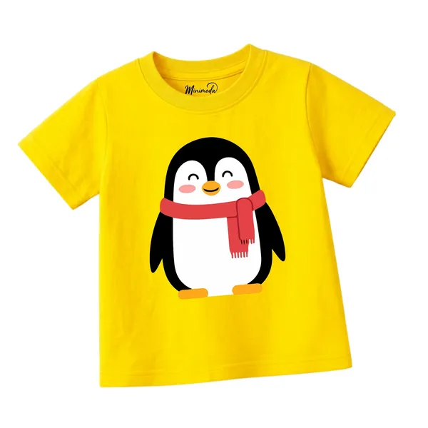 Abstract_Zigzag_&_Scarf_Penguin_|_Red_&_Yellow_Cotton_T-Shirt_Combo_for_Boys_&_Girls_(Pack_of_2)