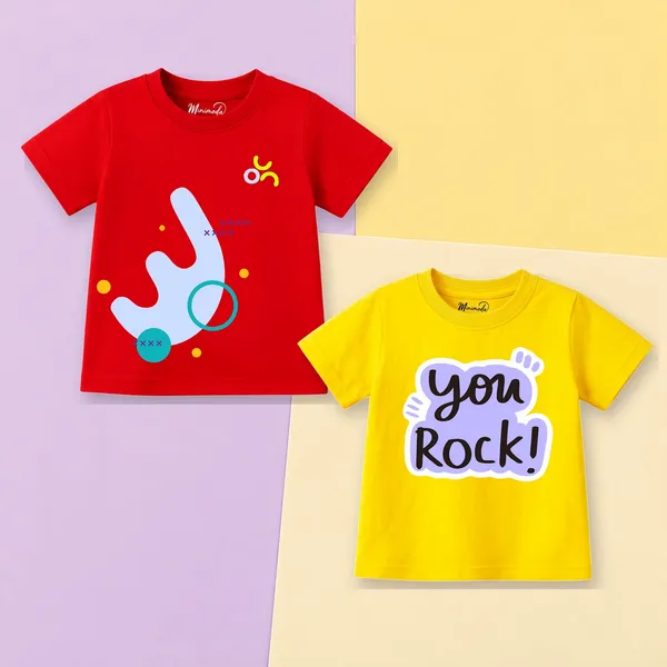 Abstract_Hook_&_You_Rock_|_Red_&_Yellow_Cotton_T-Shirt_Combo_for_Boys_&_Girls_(Pack_of_2)