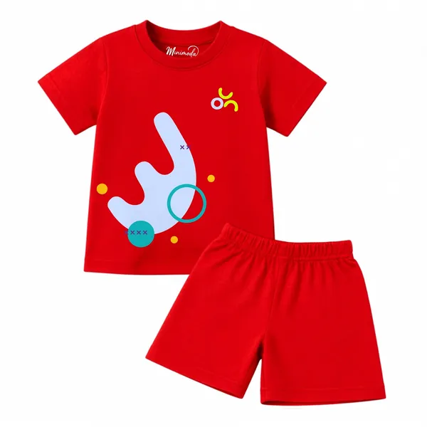 Abstract_Hook_&_Red_Sneakers_|_Red_&_Deep_Blue_Cotton_Co-ord_Set_Combo_for_Boys_(Pack_of_2)