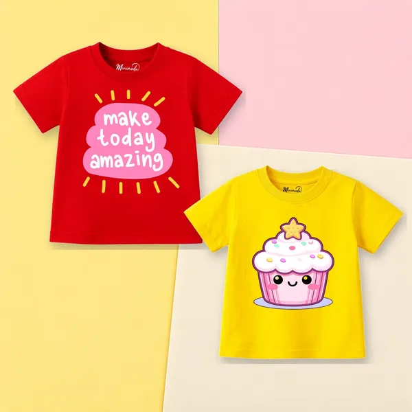 Make_Today_Amazing_&_Star_Cupcake_|_Red_&_Yellow_Cotton_T-Shirt_Combo_for_Girls_(Pack_of_2)