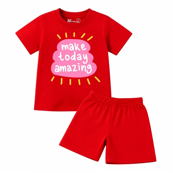 Make_Today_Amazing_&_Star_Cupcake_|_Red_&_Yellow_Cotton_Co-ord_Set_Combo_for_Girls_(Pack_of_2)