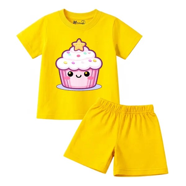 Make_Today_Amazing_&_Star_Cupcake_|_Red_&_Yellow_Cotton_Co-ord_Set_Combo_for_Girls_(Pack_of_2)