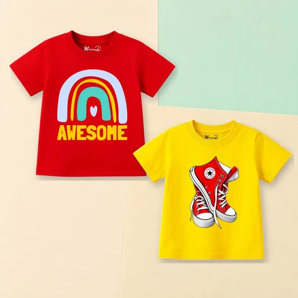 Rainbow_Awesome_&_Red_Sneakers_|_Red_&_Yellow_Cotton_T-Shirt_Combo_for_Boys_&_Girls_(Pack_of_2)