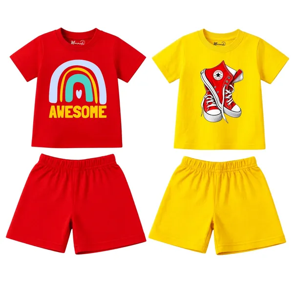 Rainbow_Awesome_&_Red_Sneakers_|_Red_&_Yellow_Cotton_Co-ord_Set_Combo_for_Boys_(Pack_of_2)
