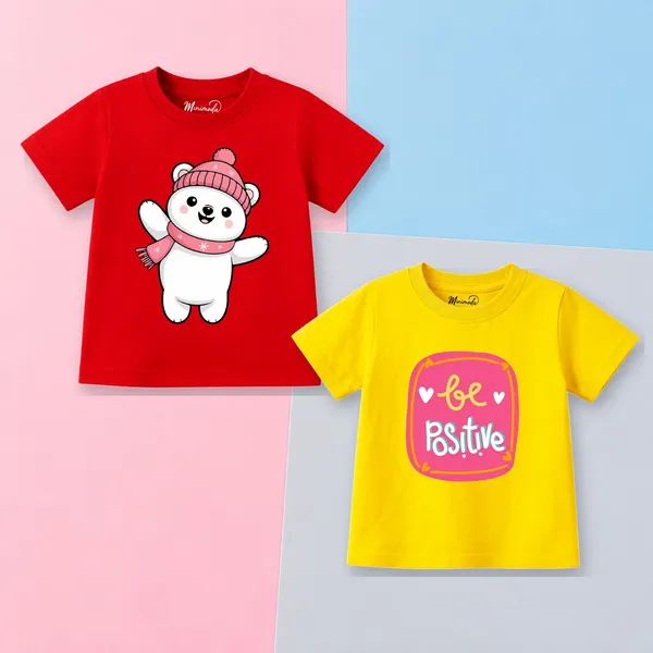 Pink_Hat_Polar_Bear_&_Be_Positive_|_Red_&_Yellow_Cotton_T-Shirt_Combo_for_Girls_(Pack_of_2)