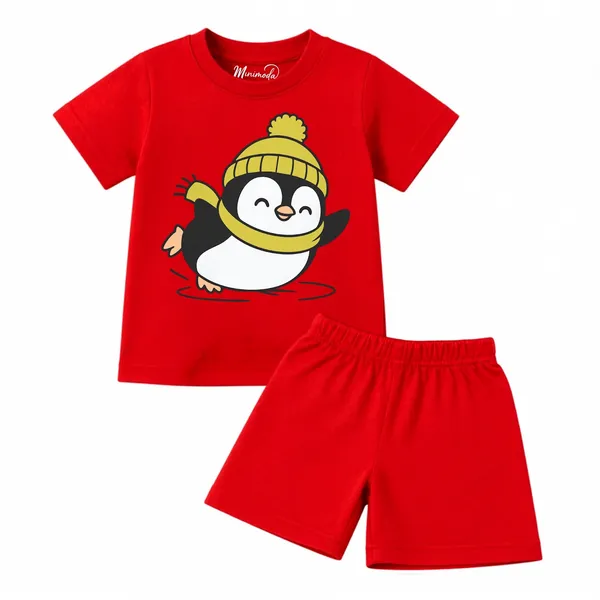 Skating_Penguin_&_Sitting_Panda_Let's_Play_|_Red_&_Yellow_Cotton_Co-ord_Set_Combo_for_Boys_(Pack_of_2)