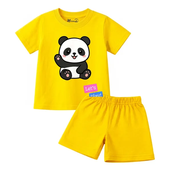 Skating_Penguin_&_Sitting_Panda_Let's_Play_|_Red_&_Yellow_Cotton_Co-ord_Set_Combo_for_Boys_(Pack_of_2)
