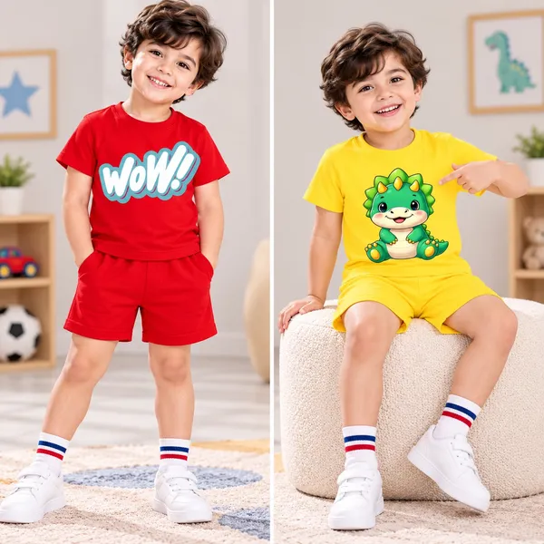 Wow_Pop_Art_&_Baby_Dino_|_Red_&_Yellow_Cotton_Co-ord_Set_Combo_for_Boys_(Pack_of_2)