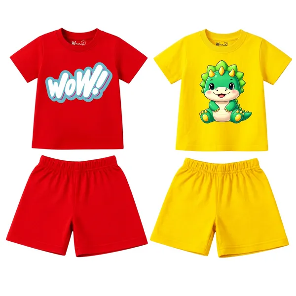 Wow_Pop_Art_&_Baby_Dino_|_Red_&_Yellow_Cotton_Co-ord_Set_Combo_for_Boys_(Pack_of_2)
