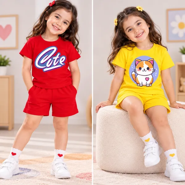 Cute_Script_&_Kitty_Circle_|_Red_&_Yellow_Cotton_Co-ord_Set_Combo_for_Girls_(Pack_of_2)