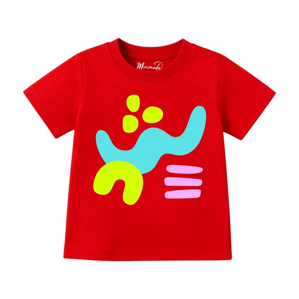 Abstract_Blobs_&_Teal_Beanie_Penguin_|_Red_&_Yellow_Cotton_T-Shirt_Combo_for_Boys_&_Girls_(Pack_of_2)