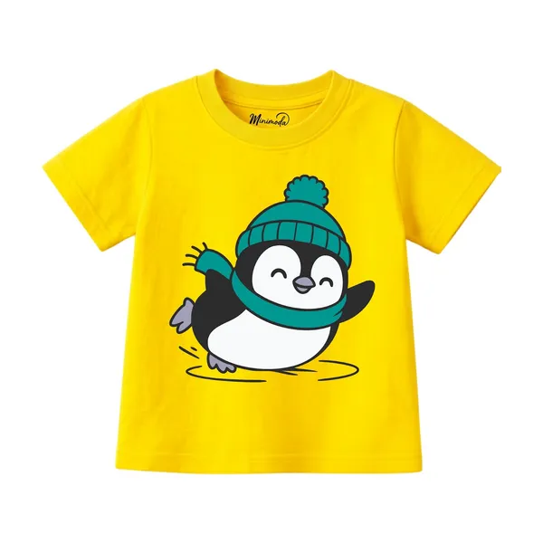 Abstract_Blobs_&_Teal_Beanie_Penguin_|_Red_&_Yellow_Cotton_T-Shirt_Combo_for_Boys_&_Girls_(Pack_of_2)