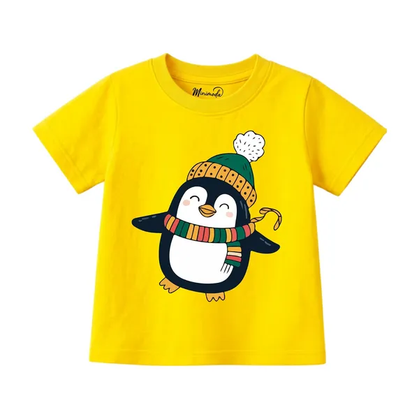Abstract_Face_&_Candy_Cane_Penguin_|_Red_&_Yellow_Cotton_T-Shirt_Combo_for_Boys_&_Girls_(Pack_of_2)