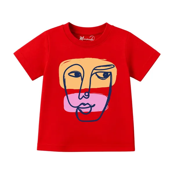 Abstract_Face_&_Candy_Cane_Penguin_|_Red_&_Yellow_Cotton_T-Shirt_Combo_for_Boys_&_Girls_(Pack_of_2)