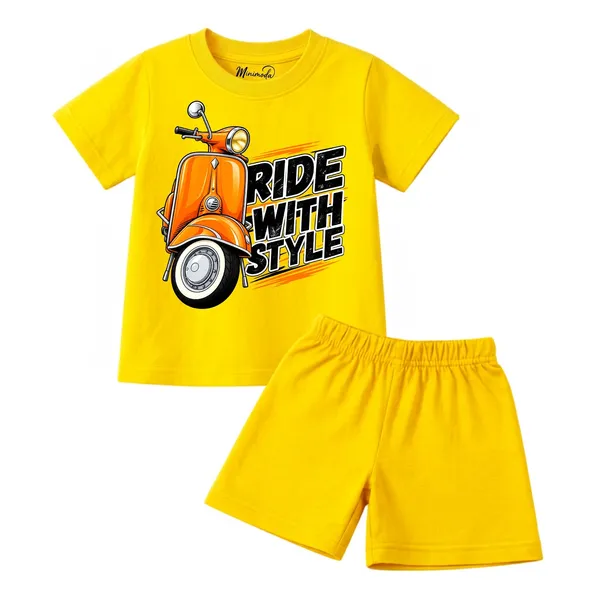 Race_Number_3_&_Ride_With_Style_Scooter_|_Red_&_Yellow_Cotton_Co-ord_Set_Combo_for_Boys_(Pack_of_2)