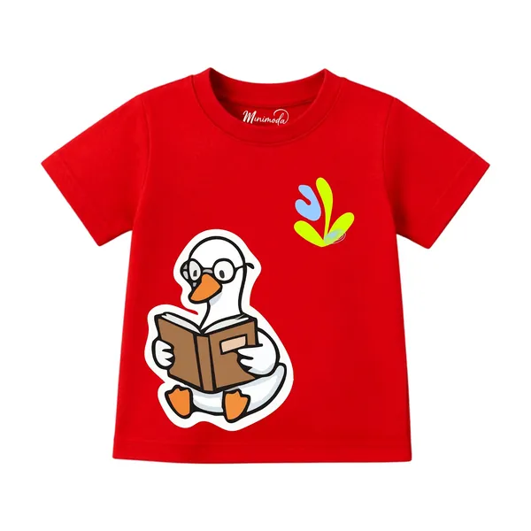 Reading_Duck_&_Abstract_Squiggle_Cool_Tone_|_Red_&_Yellow_Cotton_T-Shirt_Combo_for_Boys_&_Girls_(Pack_of_2)
