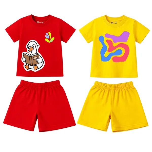 Reading_Duck_&_Abstract_Squiggle_Cool_Tone_|_Red_&_Yellow_Cotton_Co-ord_Set_Combo_for_Boys_(Pack_of_2)