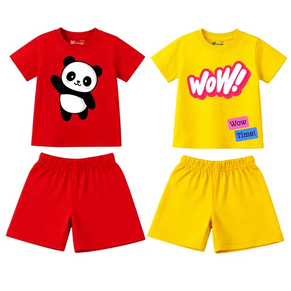 Waving_Panda_&_Wow_Time_|_Red_&_Yellow_Cotton_Co-ord_Set_Combo_for_Boys_(Pack_of_2)