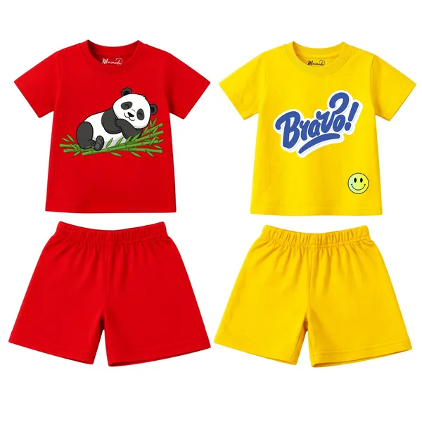 Sleepy_Panda_&_Bravo_Smiley_|_Red_&_Yellow_Cotton_Co-ord_Set_Combo_for_Boys_(Pack_of_2)