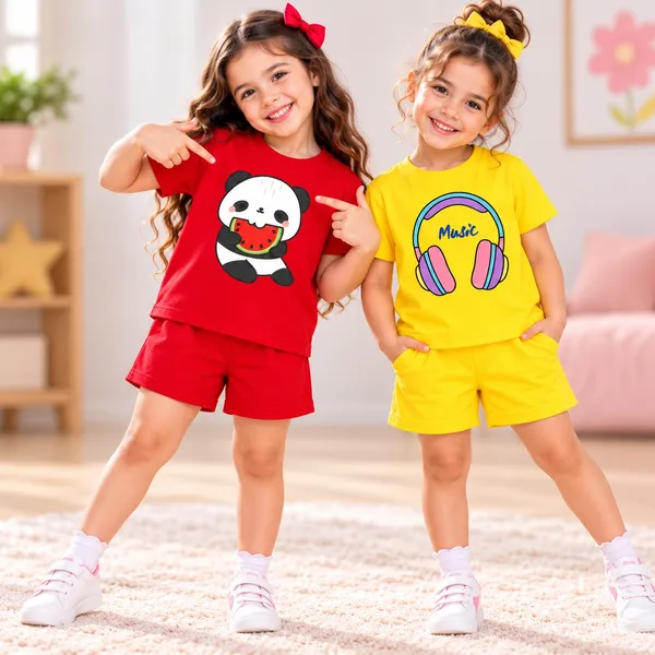 Watermelon_Panda_&_Music_Headphones_|_Red_&_Yellow_Cotton_Co-ord_Set_Combo_for_Girls_(Pack_of_2)