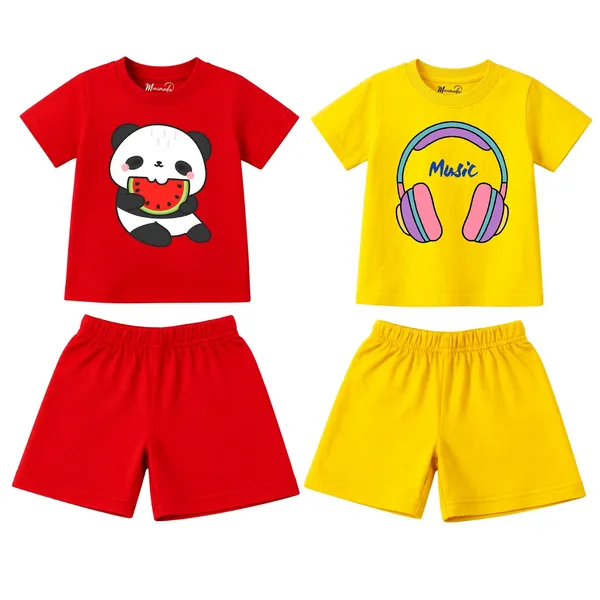 Watermelon_Panda_&_Music_Headphones_|_Red_&_Yellow_Cotton_Co-ord_Set_Combo_for_Girls_(Pack_of_2)